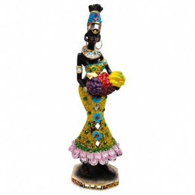 AFRICAN LADY FRUIT BASKET FIGURINE - Gifts - Blessing Gifts