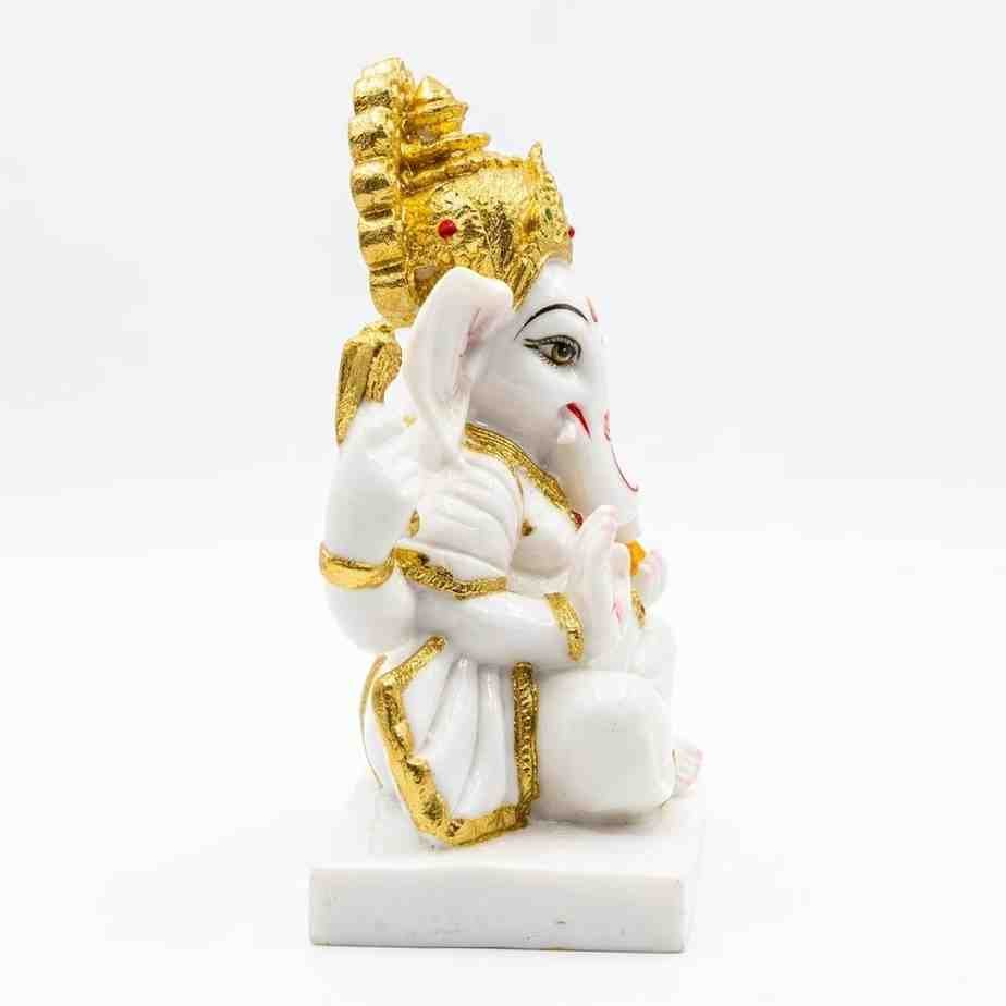 White & Gold Lord Ganesha Idol - Image 2 - Blessing Gifts