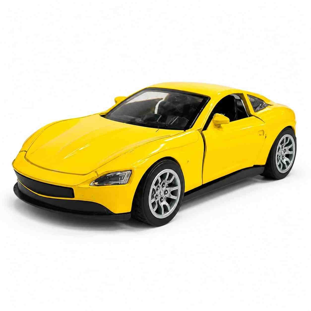 Yellow Ferrari Sports Car Toy with Opening Door - Battery Operated (B/O) - Blessing Gifts
