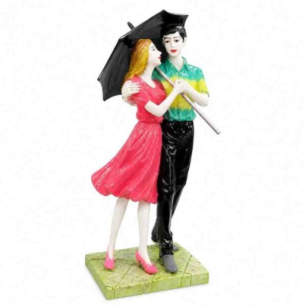 Romantic Couple Under Umbrella Showpiece – Marble Dust - Image 2 - Blessing Gifts