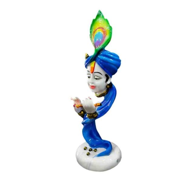 Blue Lord Krishna Flute Showpiece with Peacock Feather - Image 3 - Blessing Gifts