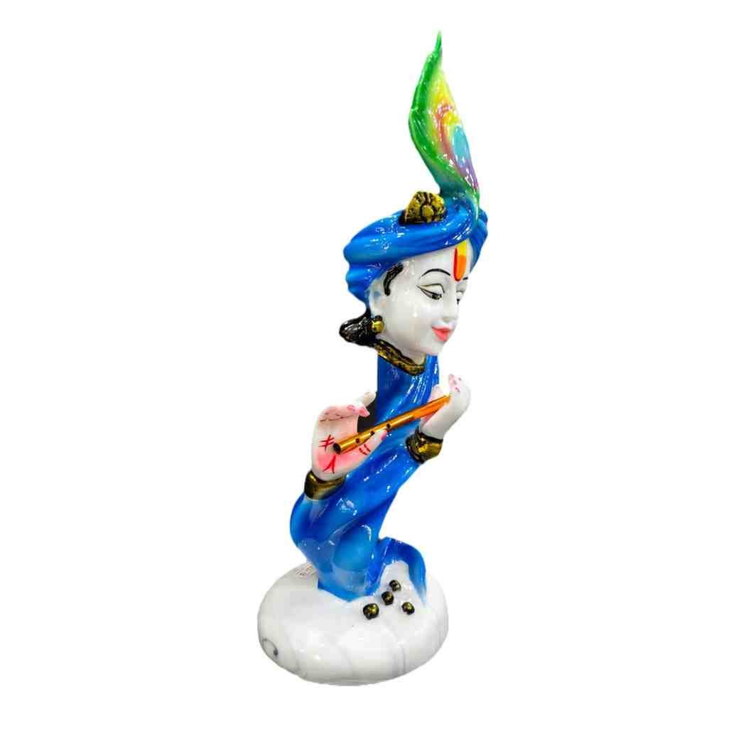 Blue Lord Krishna Flute Showpiece with Peacock Feather - Image 2 - Blessing Gifts