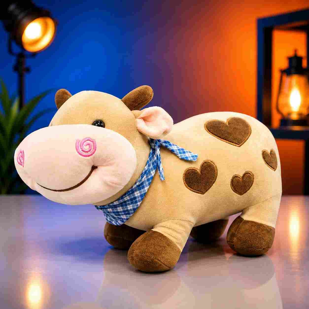 Cute Cow Soft Toy with Heart Design - Soft Toys - Blessing Gifts