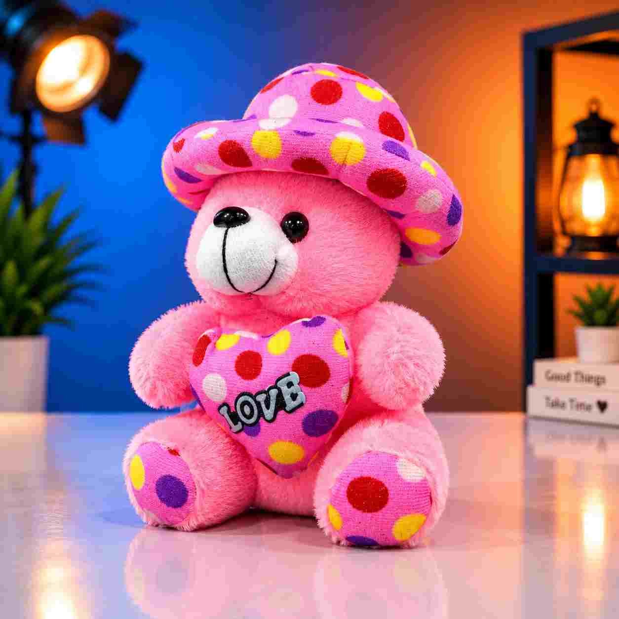 Pink Teddy Bear Soft Toy with Love Heart - Soft Toys - Blessing Gifts